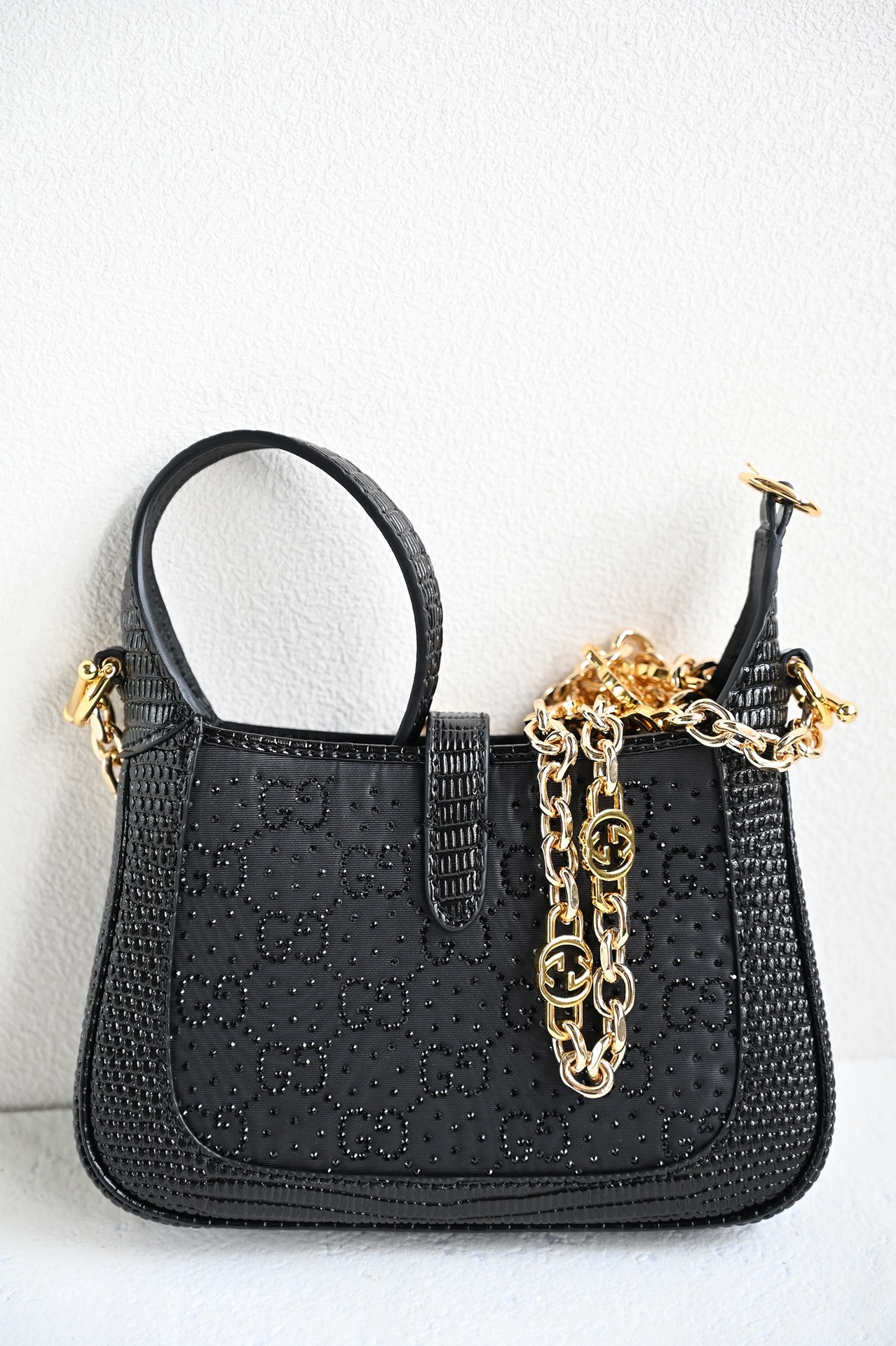 Gucci 675799 JACKIE 1961 Sequin Mini Bag Black