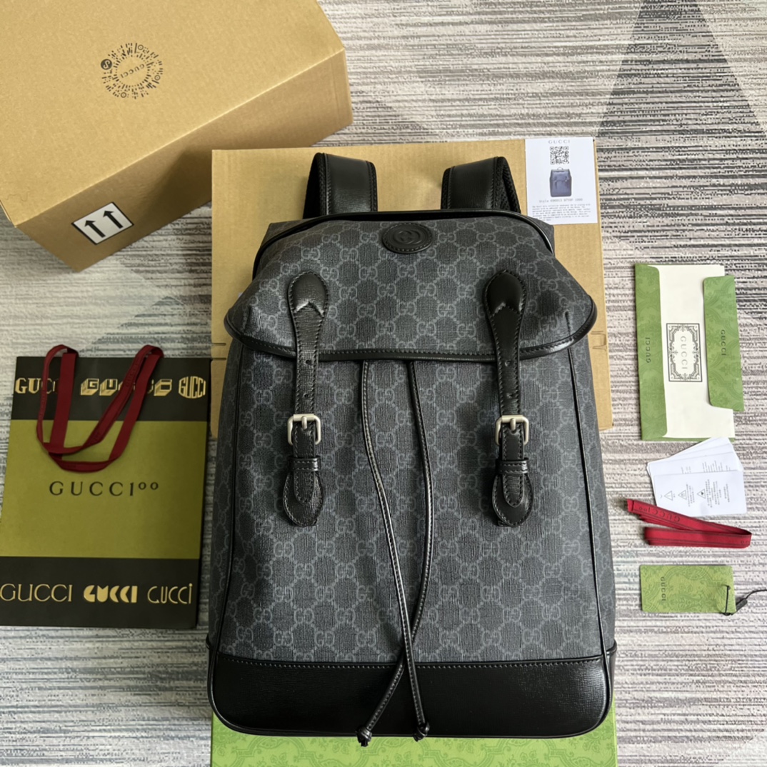 Gucci 696013 Medium Backpack with Interlocking G Black