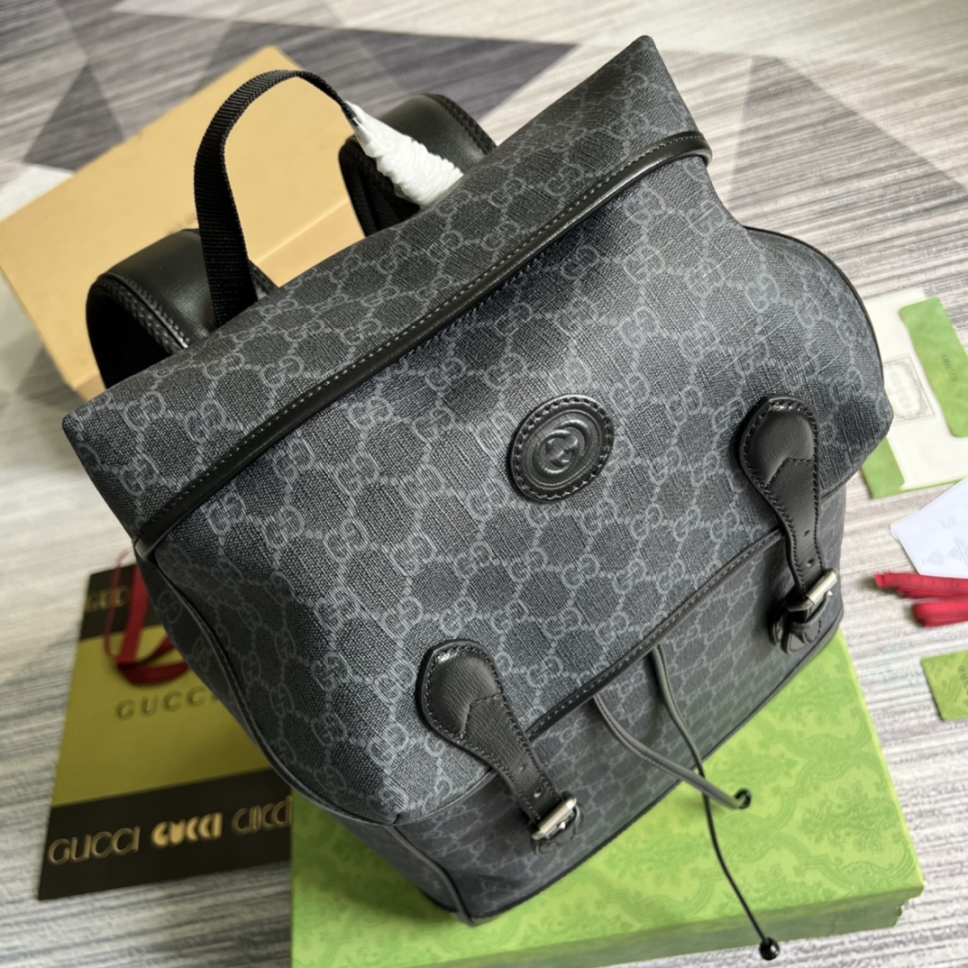 Gucci 696013 Medium Backpack with Interlocking G Black