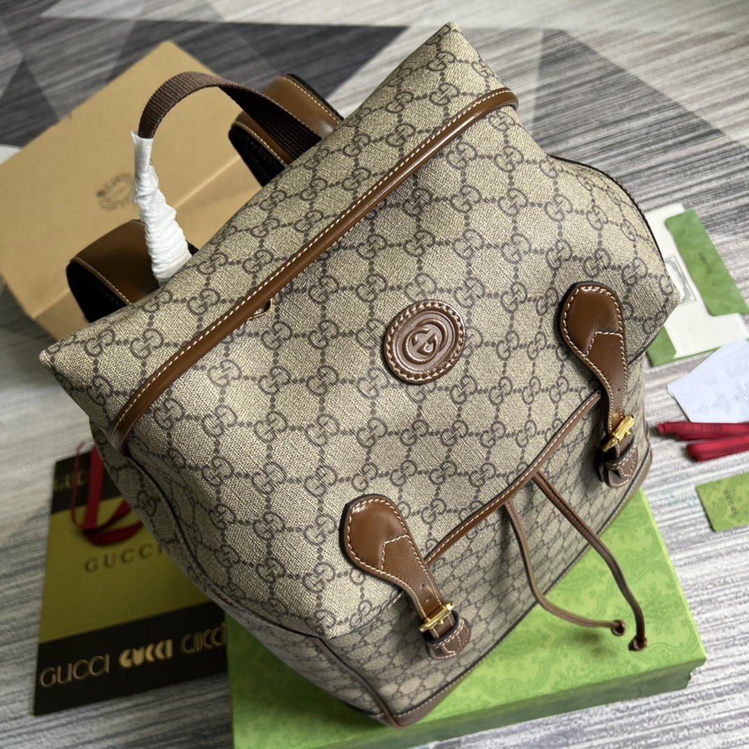 Gucci 696013 Medium Backpack with Interlocking G Brown