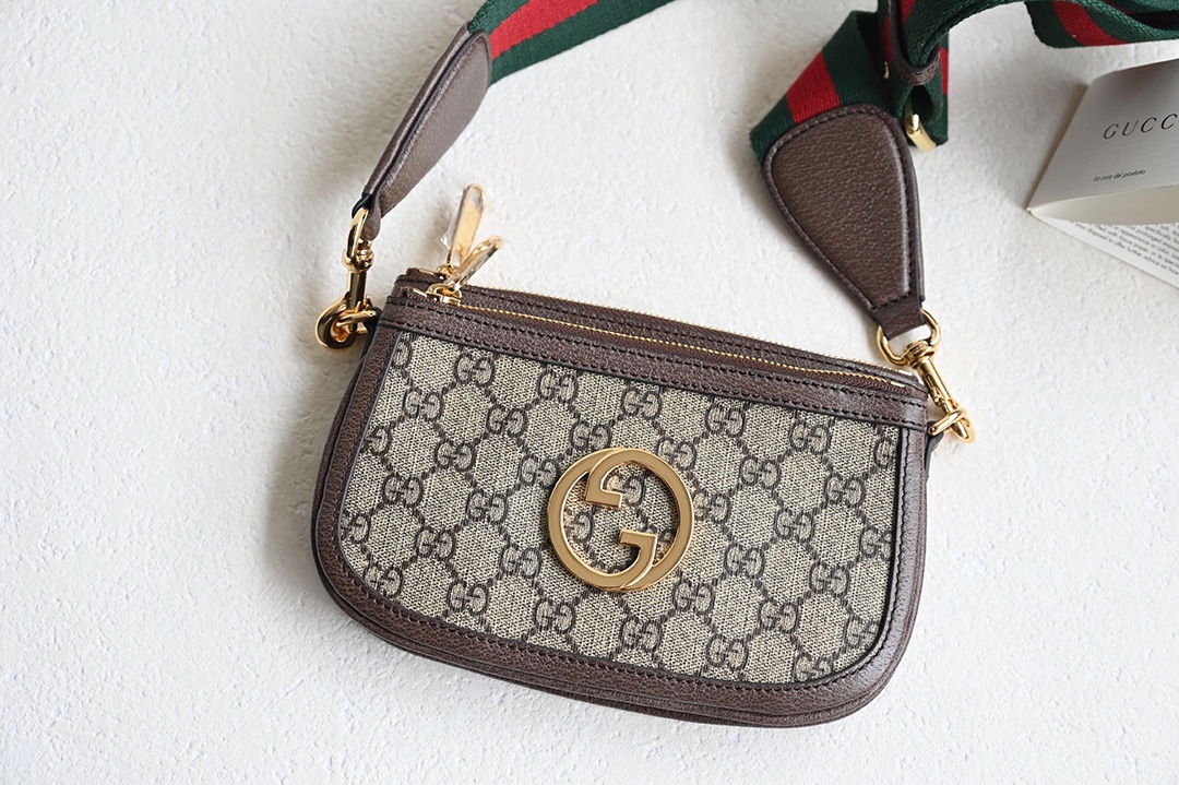 Gucci 724599 Blondie GG Mini bag Beige and Ebony GG Supreme Canvas 