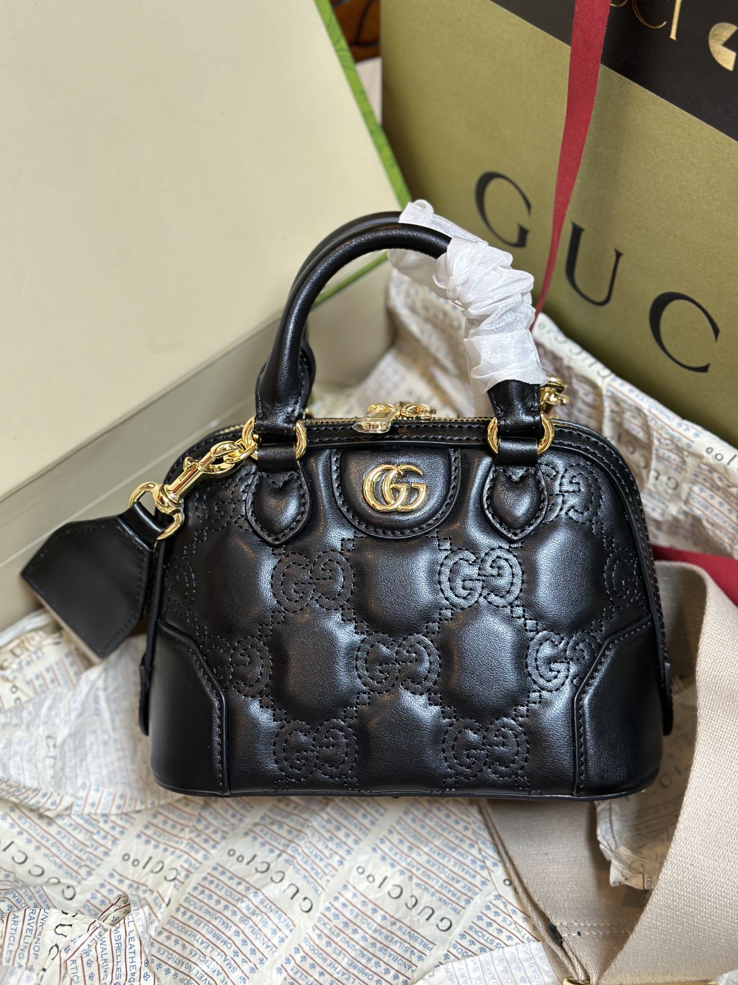 Gucci 727793 GG Matelasse Handbag Black