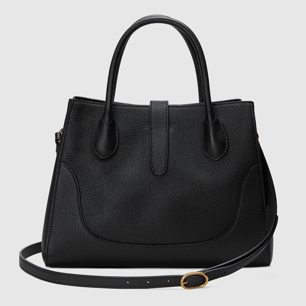 Gucci 727810 Jackie 961 Small Natural Grain Tote Black