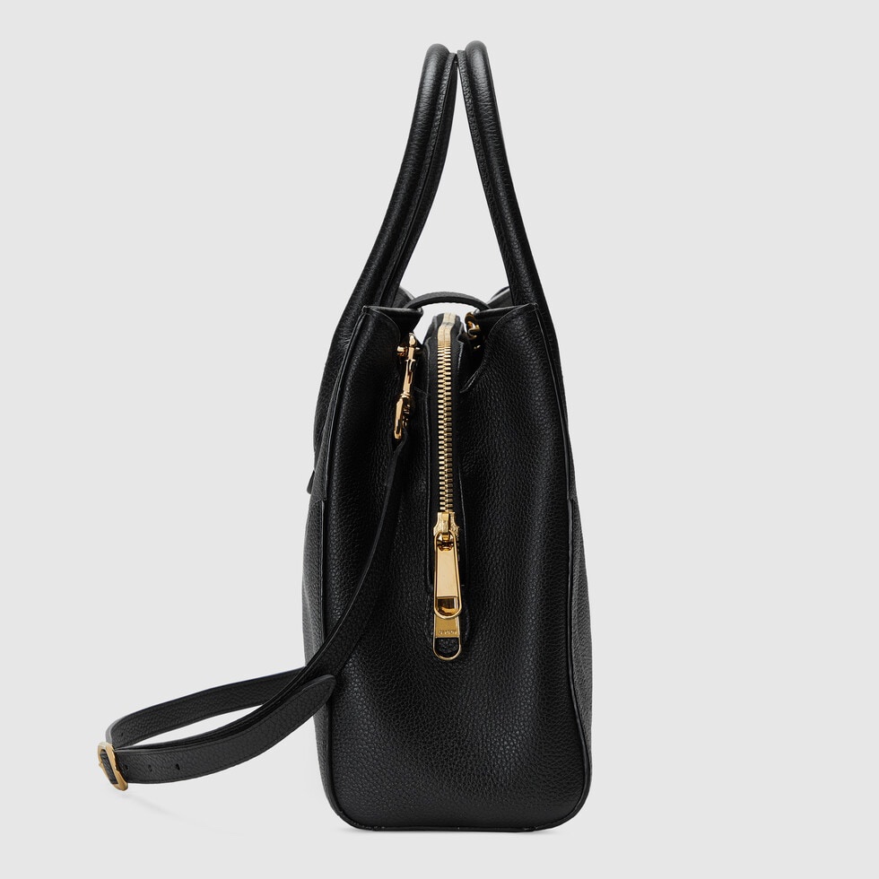 Gucci 727810 Jackie 961 Small Natural Grain Tote Black