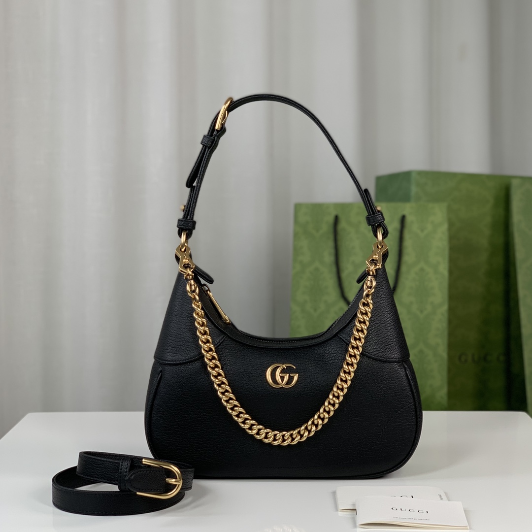 Gucci 731817 Aphrodite Small Shoulder Bag Black Leahter