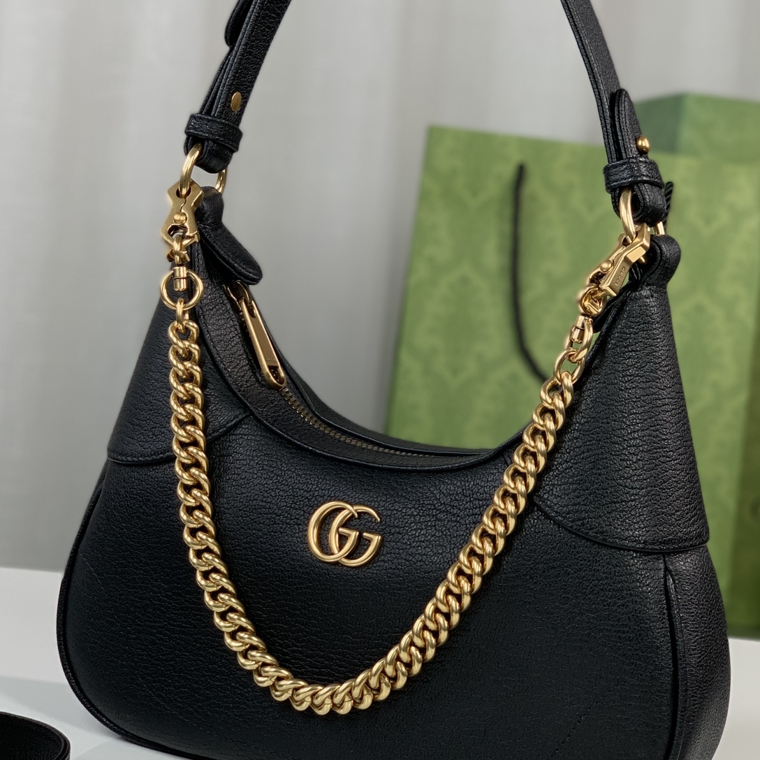 Gucci 731817 Aphrodite Small Shoulder Bag Black Leahter