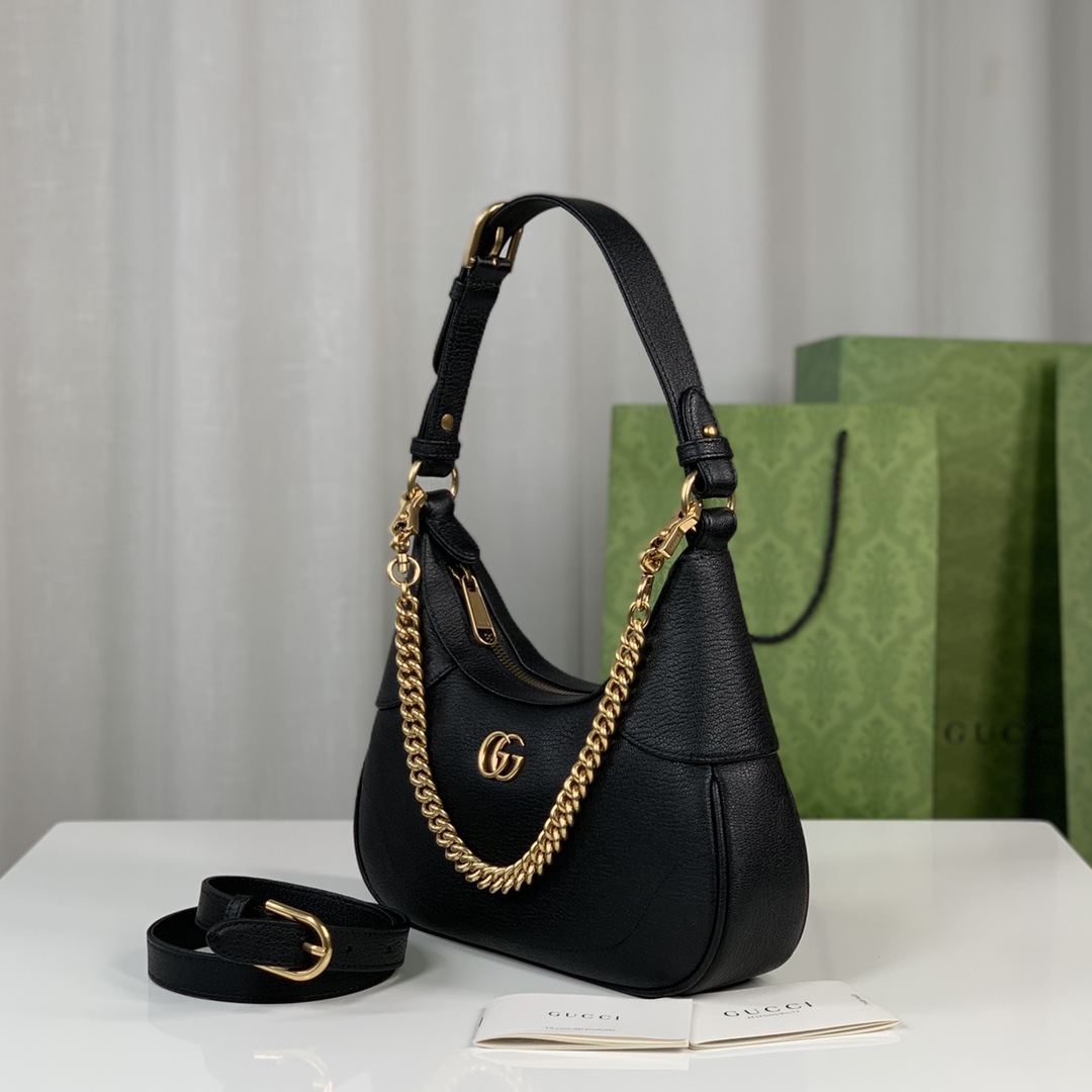 Gucci 731817 Aphrodite Small Shoulder Bag Black Leahter