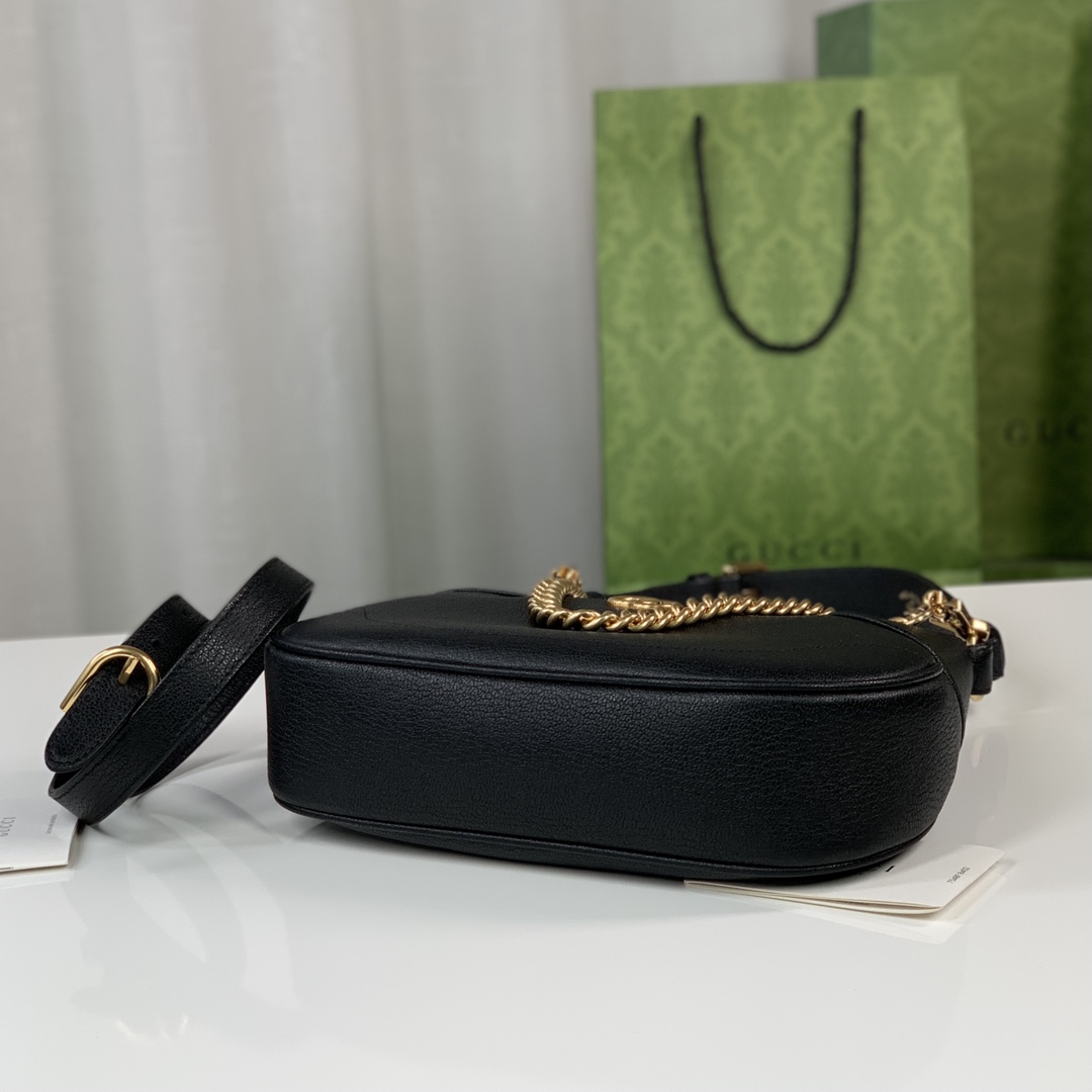 Gucci 731817 Aphrodite Small Shoulder Bag Black Leahter