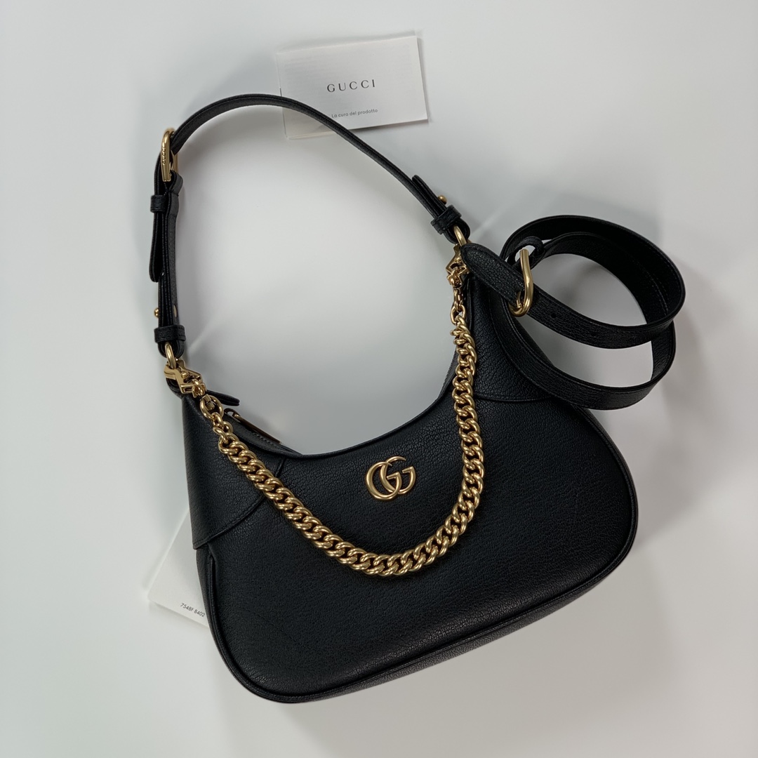 Gucci 731817 Aphrodite Small Shoulder Bag Black Leahter