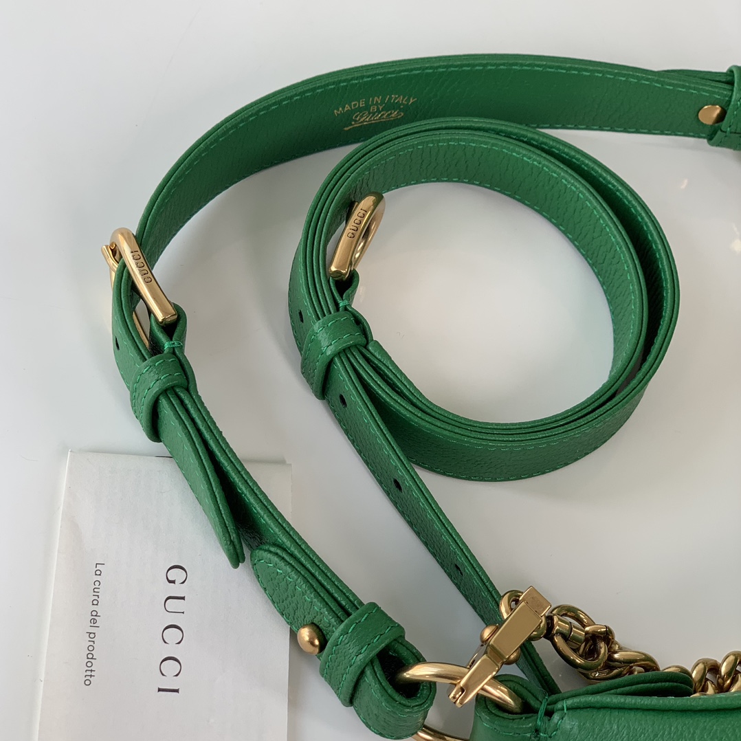 Gucci 731817 Aphrodite Small Shoulder Bag Green Leahter