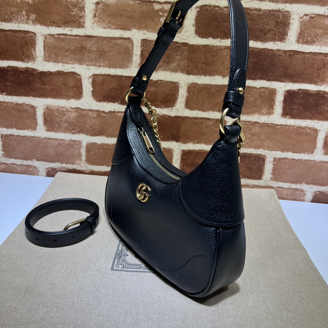 Gucci 731837 Aphrodite Small Shoulder Bag Black Soft Leather