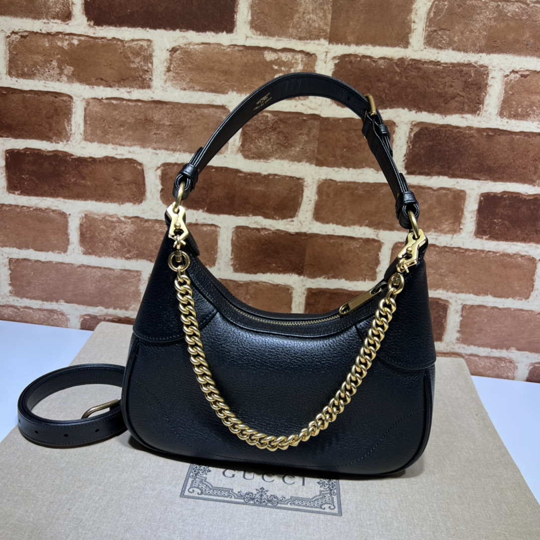 Gucci 731837 Aphrodite Small Shoulder Bag Black Soft Leather