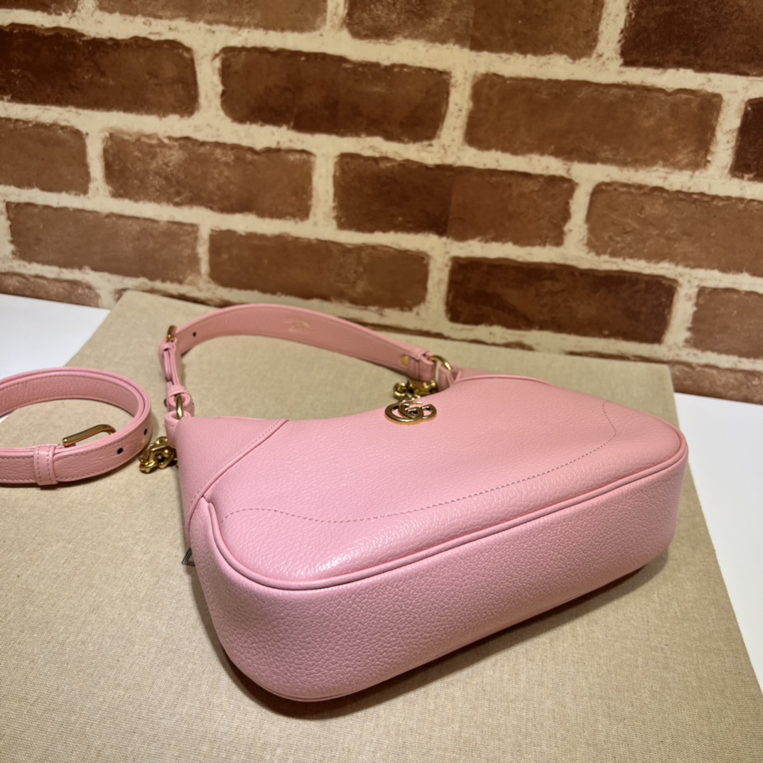 Gucci 731837 Aphrodite Small Shoulder Bag Pink Soft Leather