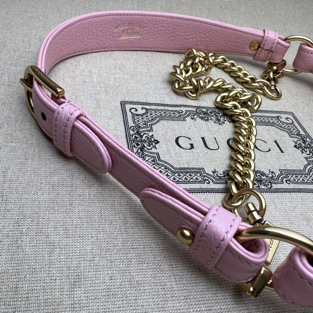 Gucci 731837 Aphrodite Small Shoulder Bag Pink Soft Leather