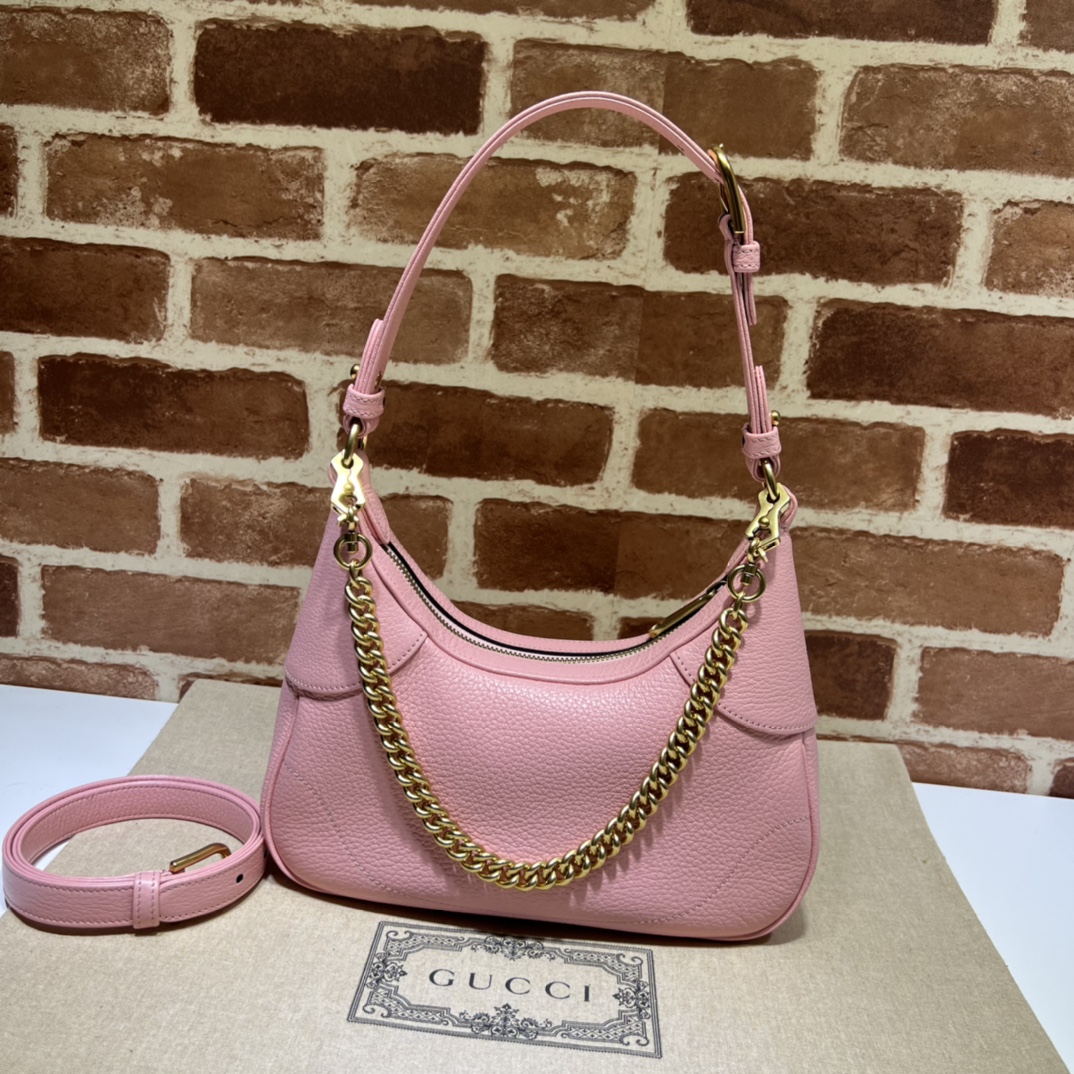 Gucci 731837 Aphrodite Small Shoulder Bag Pink Soft Leather