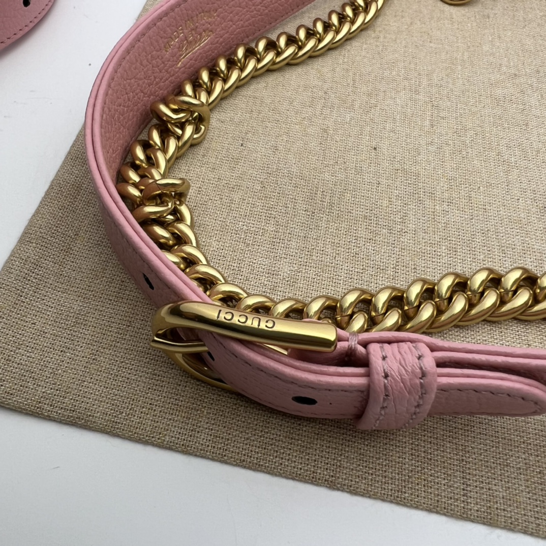 Gucci 731837 Aphrodite Small Shoulder Bag Pink Soft Leather