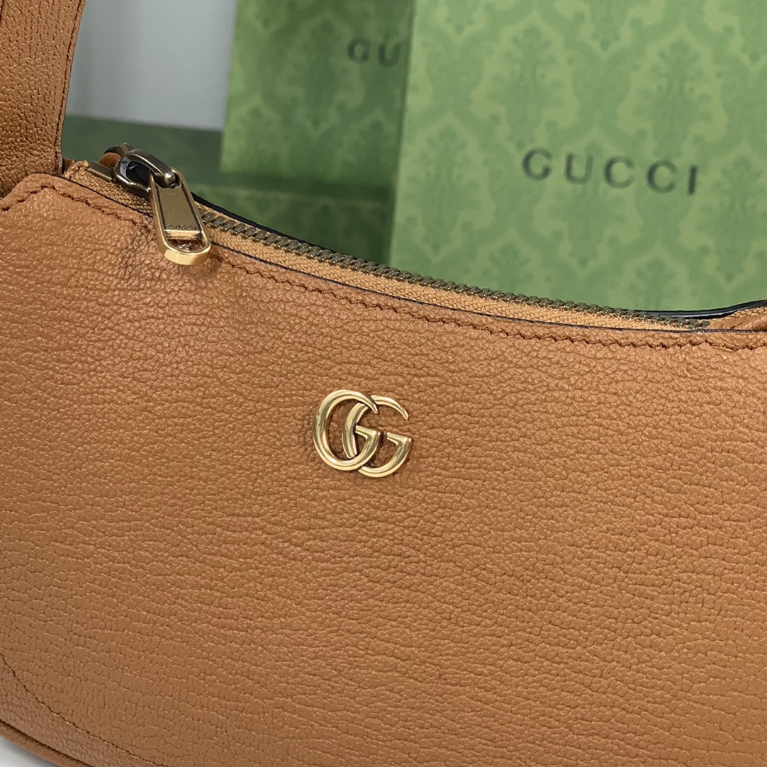 Gucci 739076 Aphrodite Shoulder Bag With Doubled G Brown Leahter