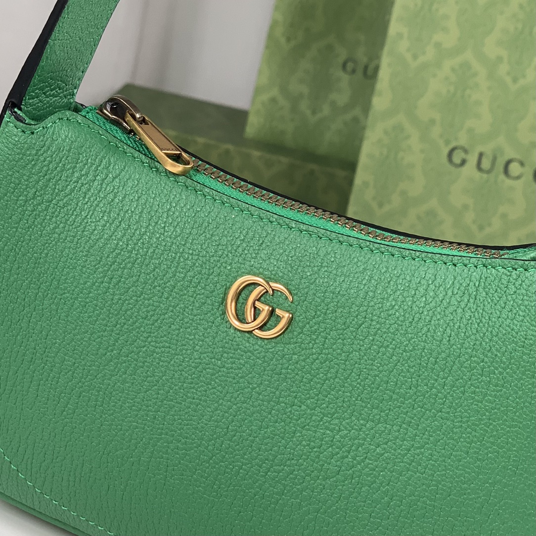 Gucci 739076 Aphrodite Shoulder Bag With Doubled G Green Leahter