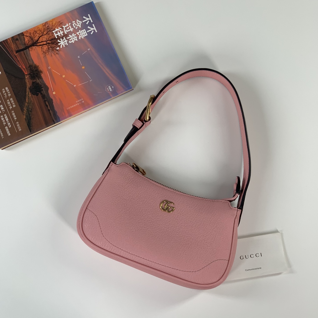 Gucci 739076 Aphrodite Shoulder Bag With Doubled G Pink Leahter