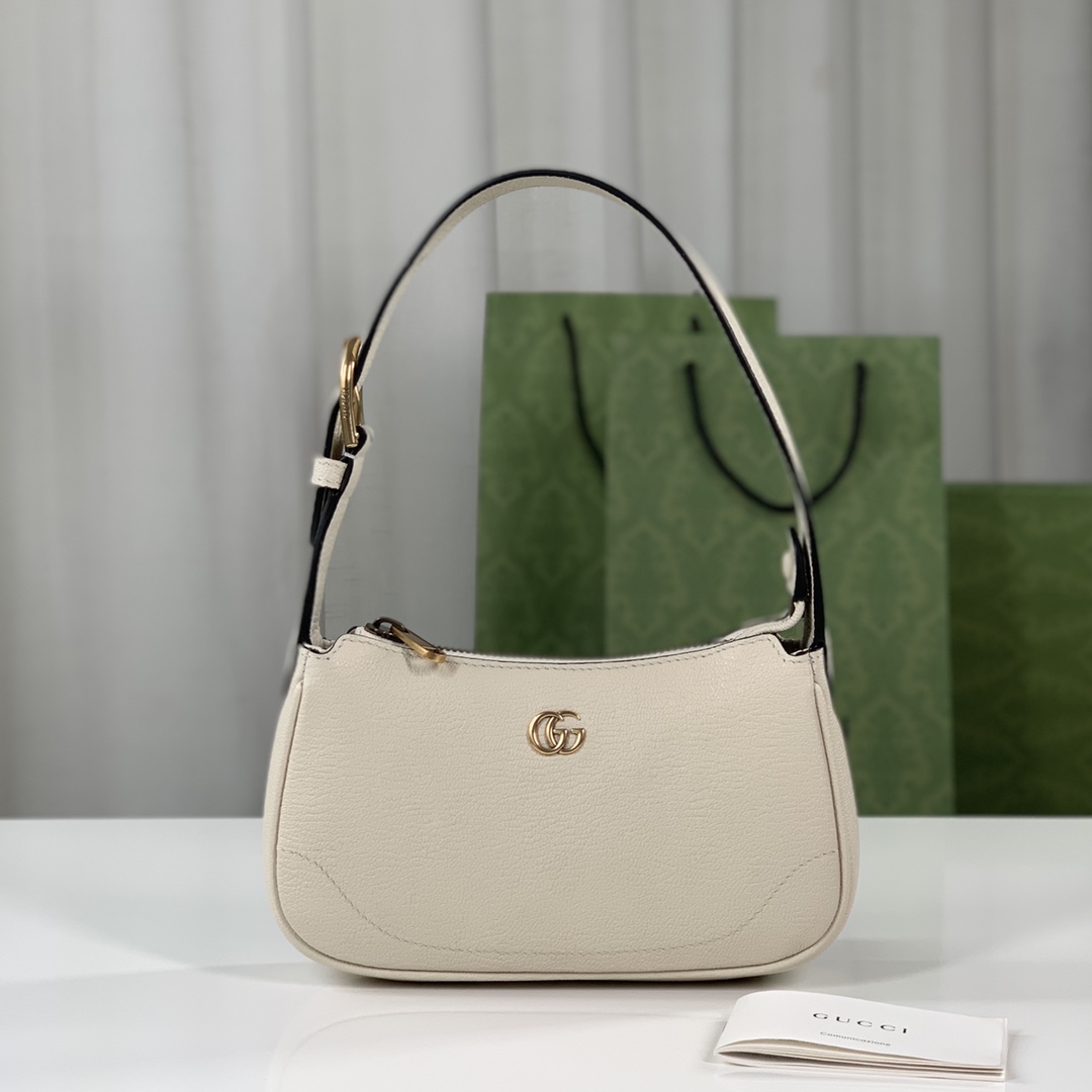 Gucci 739076 Aphrodite Shoulder Bag With Doubled G White Leahter