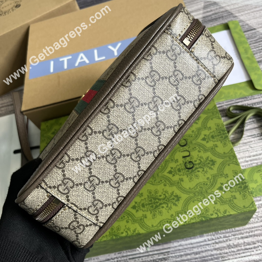 Gucci 739392 Ophidia Small Crossbodybag Beige and ebony GG Supeme Canvas