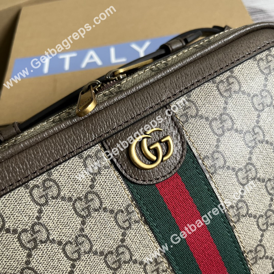 Gucci 739392 Ophidia Small Crossbodybag Beige and ebony GG Supeme Canvas