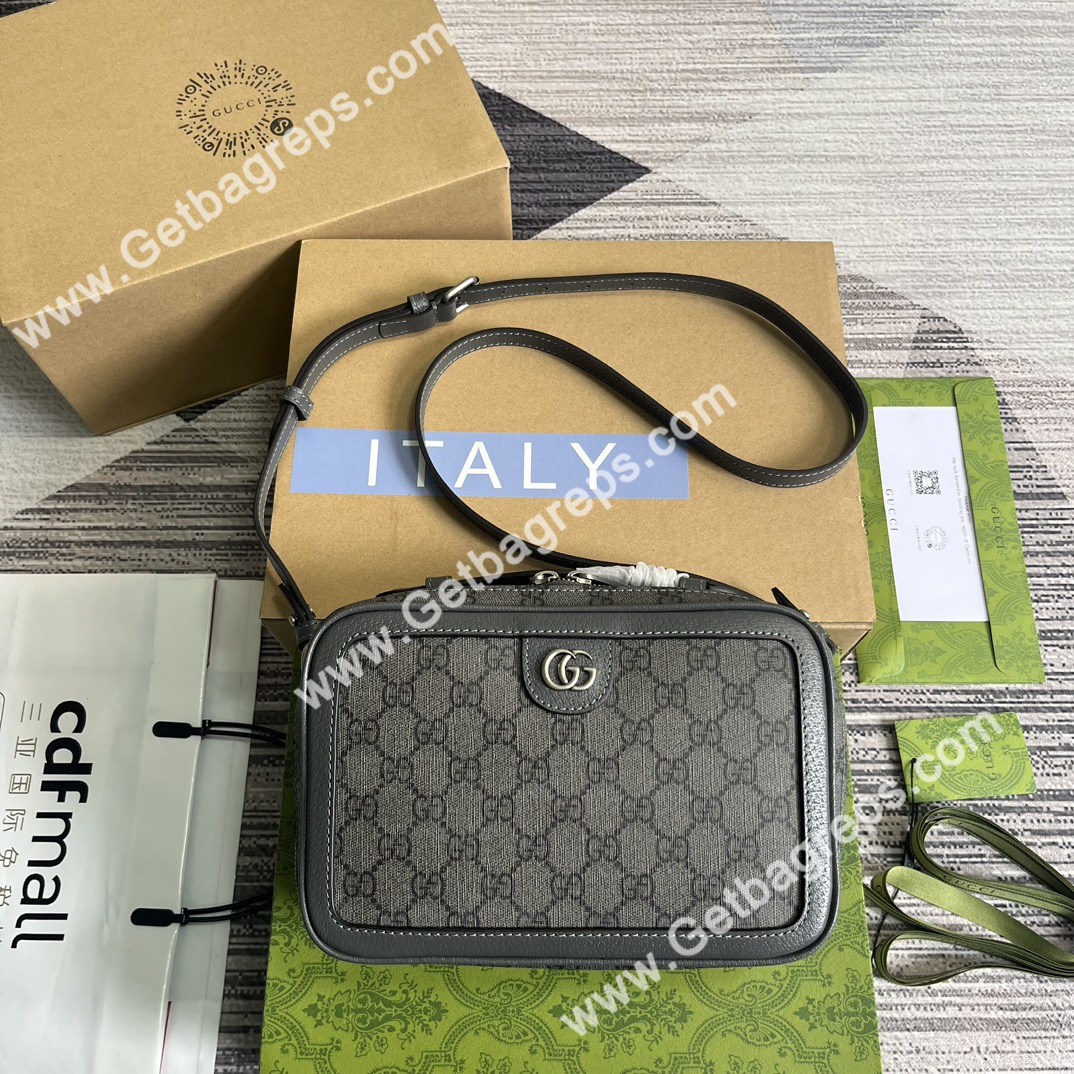 Gucci 739392 Ophidia Small Crossbodybag Gray and ebony GG Supeme Canvas