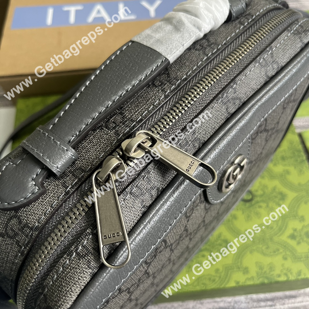 Gucci 739392 Ophidia Small Crossbodybag Gray and ebony GG Supeme Canvas