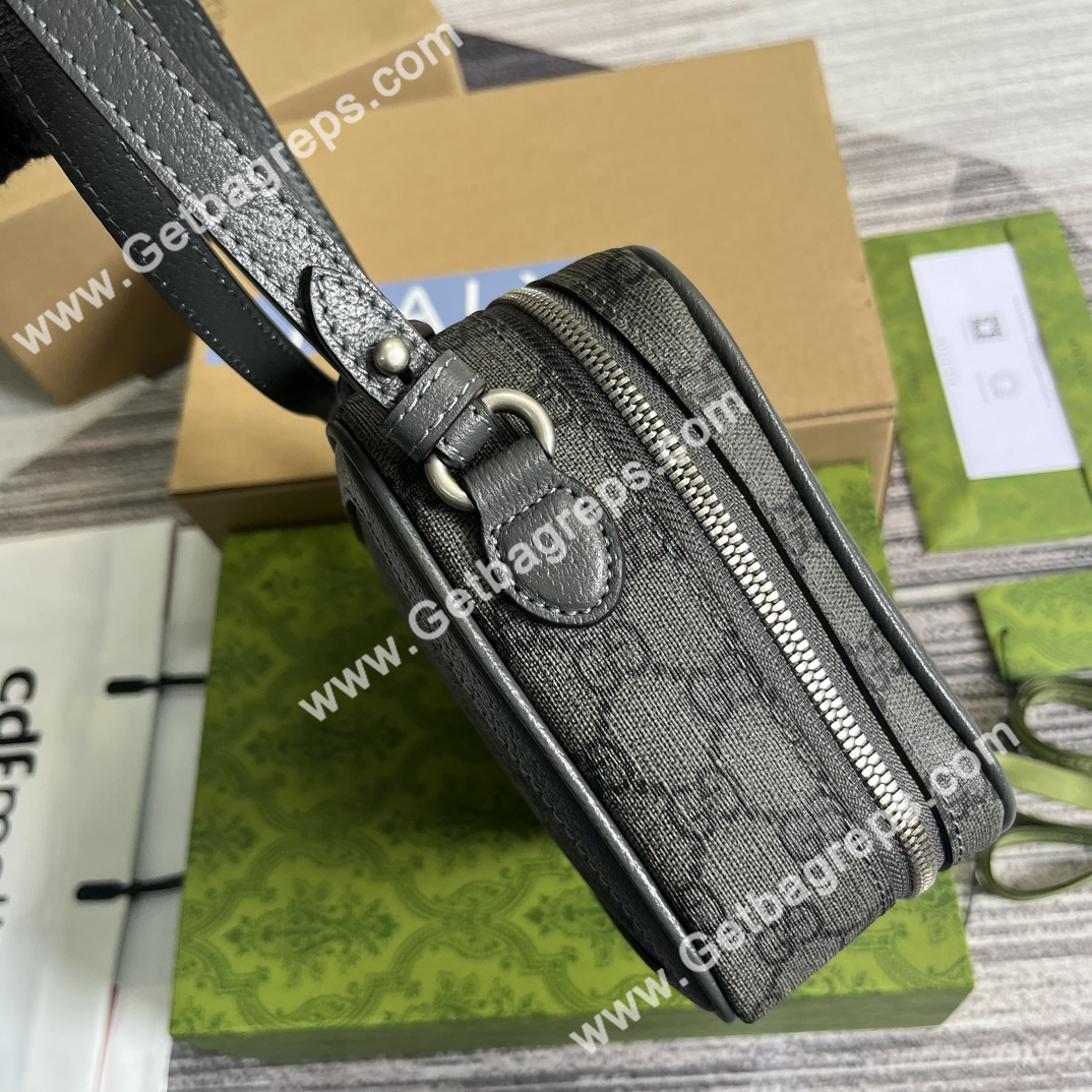 Gucci 739392 Ophidia Small Crossbodybag Gray and ebony GG Supeme Canvas