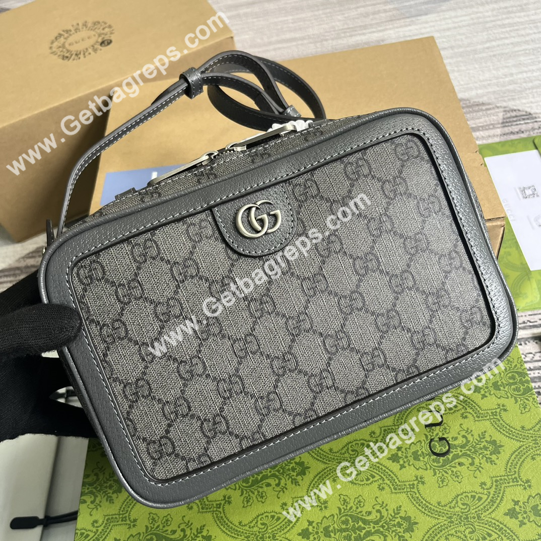 Gucci 739392 Ophidia Small Crossbodybag Gray and ebony GG Supeme Canvas