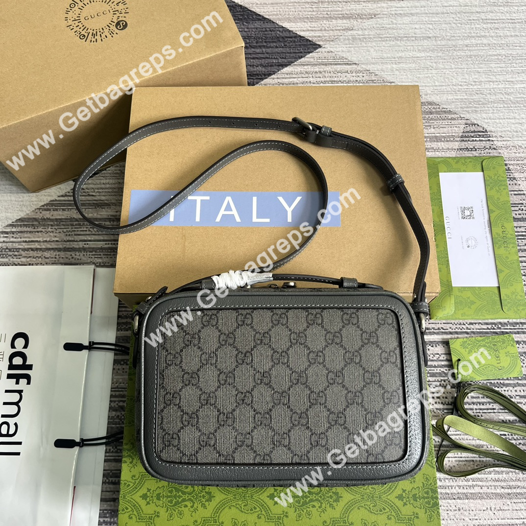 Gucci 739392 Ophidia Small Crossbodybag Gray and ebony GG Supeme Canvas
