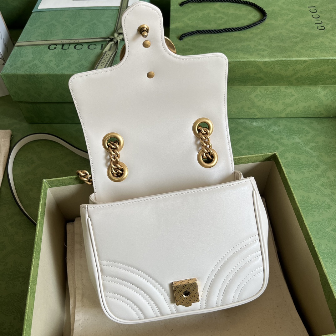 Gucci 739682 GG Marmont Matelasse Mini Tote Bag White