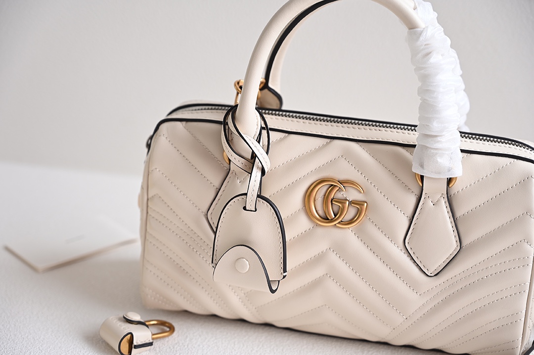 Gucci 746319 GG Marmont Small Top Handle Bag White