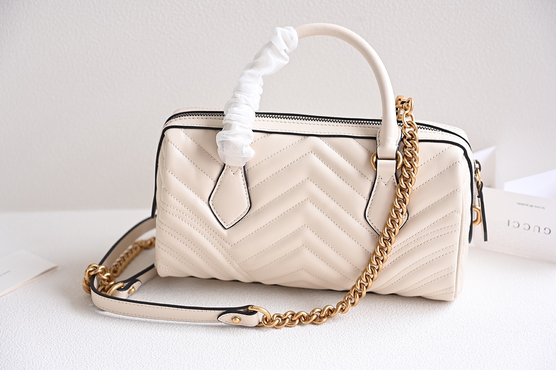 Gucci 746319 GG Marmont Small Top Handle Bag White