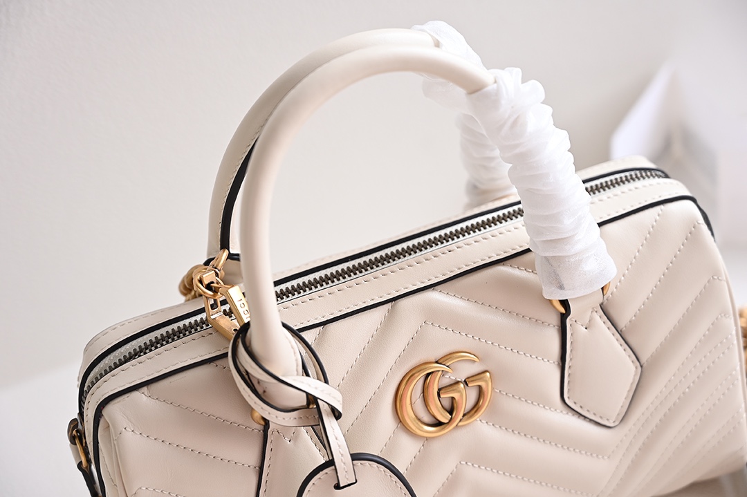 Gucci 746319 GG Marmont Small Top Handle Bag White