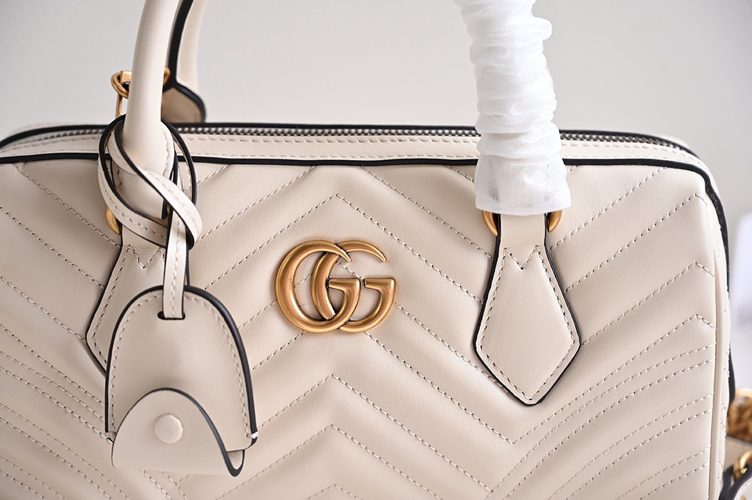 Gucci 746319 GG Marmont Small Top Handle Bag White