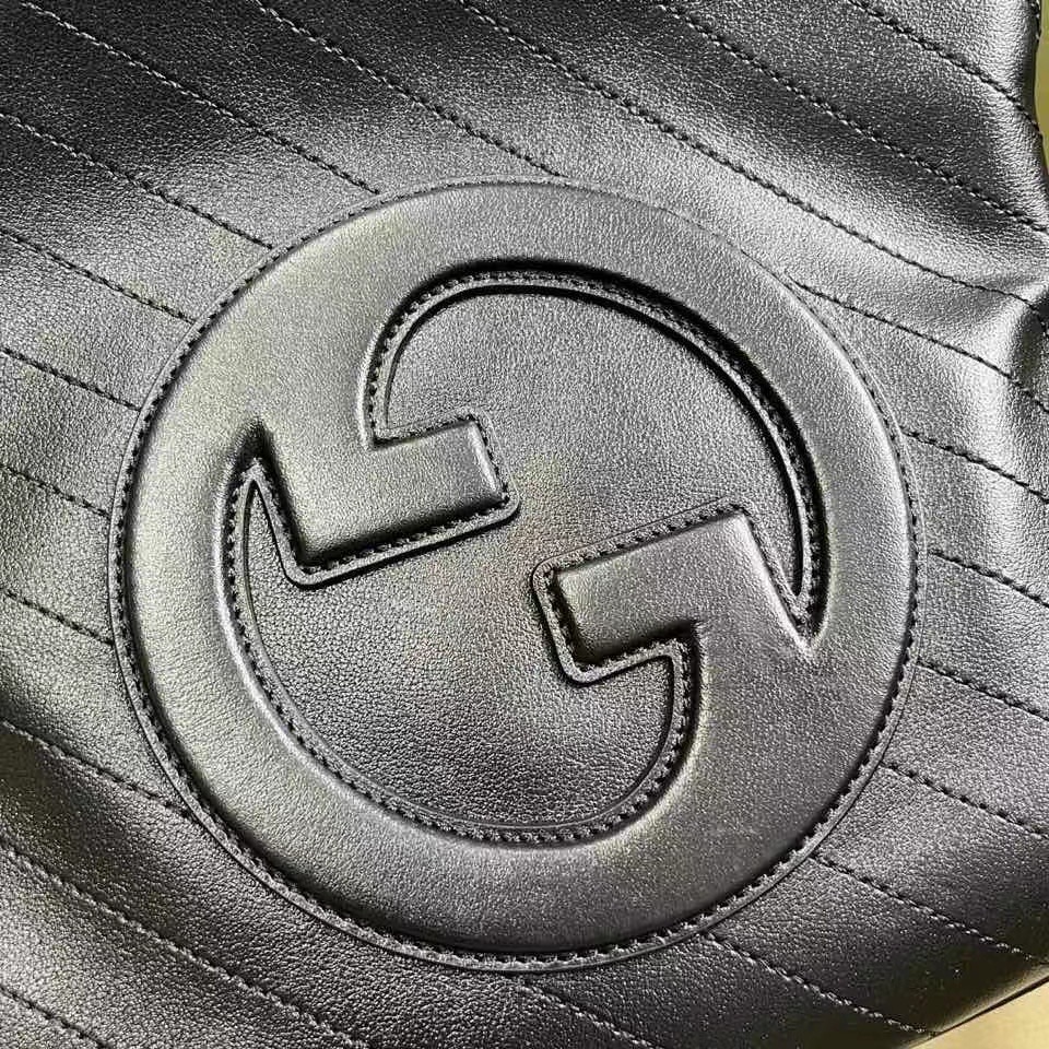 Gucci 751518 Blondie Small Tote Bag Black Leather