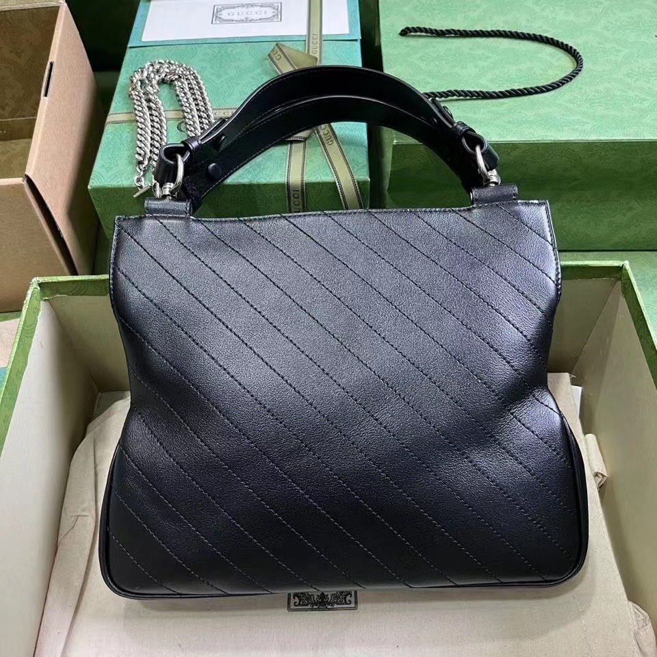 Gucci 751518 Blondie Small Tote Bag Black Leather