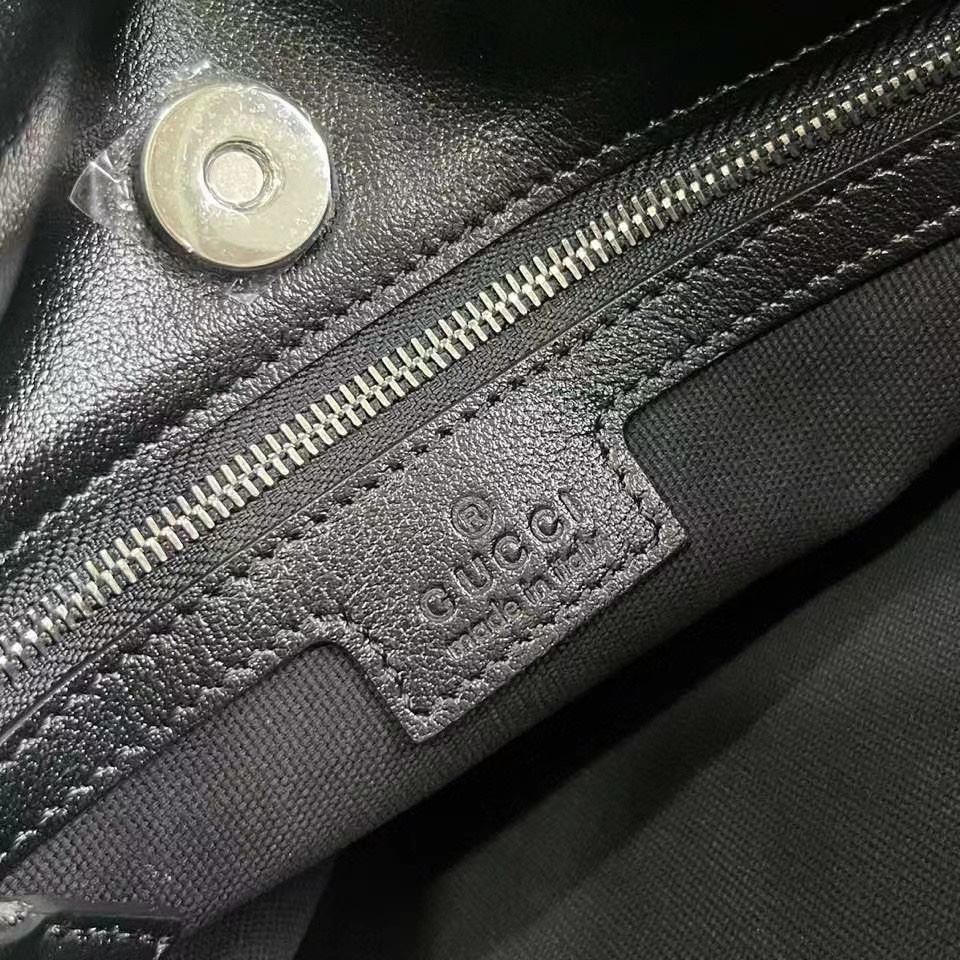 Gucci 751518 Blondie Small Tote Bag Black Leather