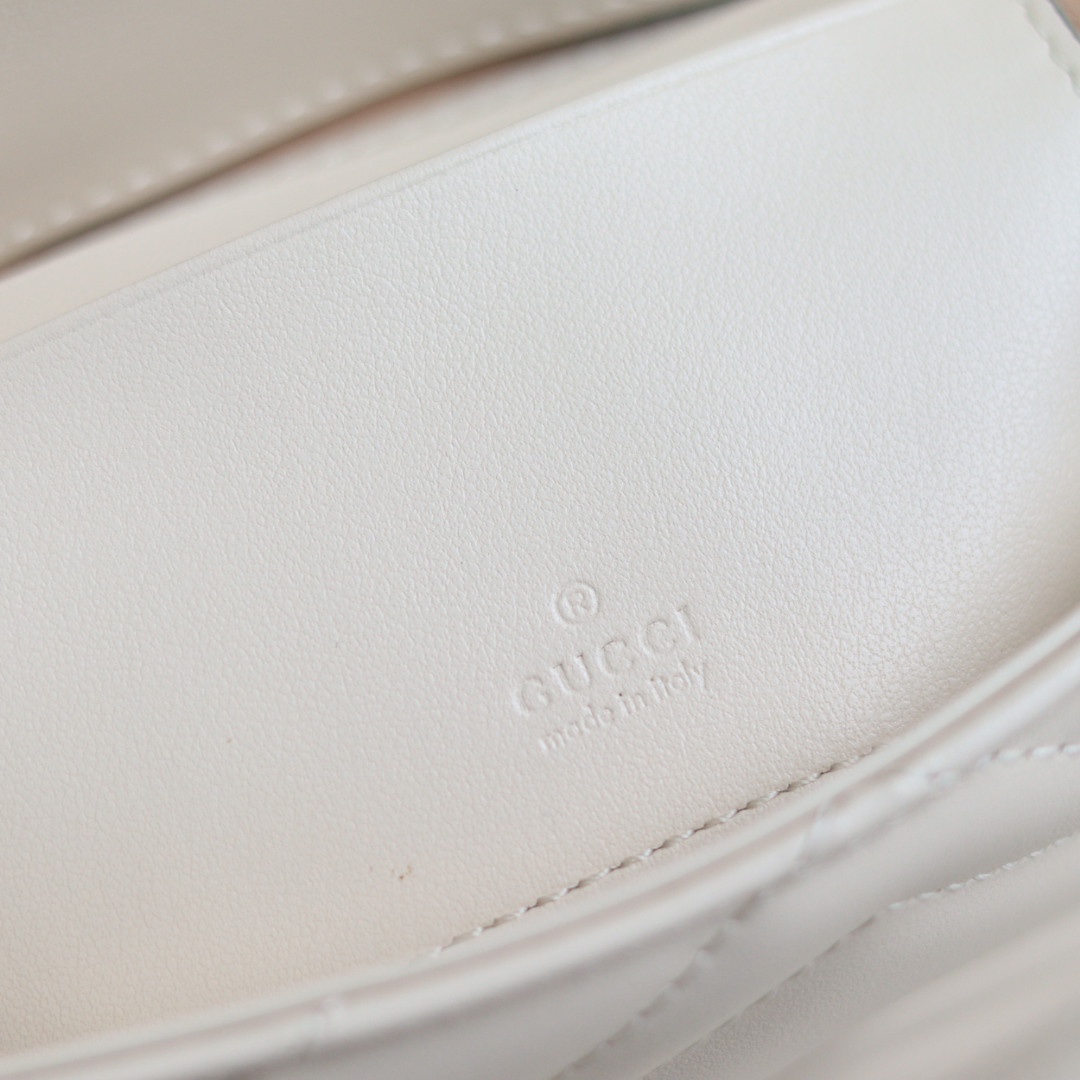 Gucci 751526 GG Marmont Mini Card Case Chain Wallet White