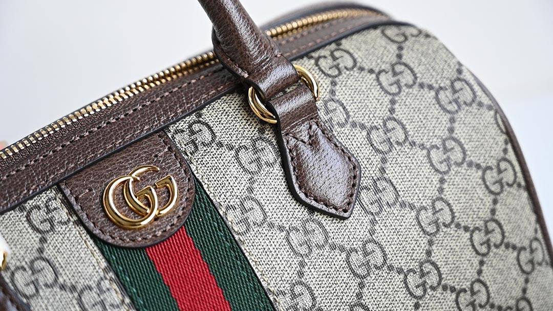 Gucci 772061 Ophidia GG Small Top Handle Bag Beige and ebony GG Supreme Canvas