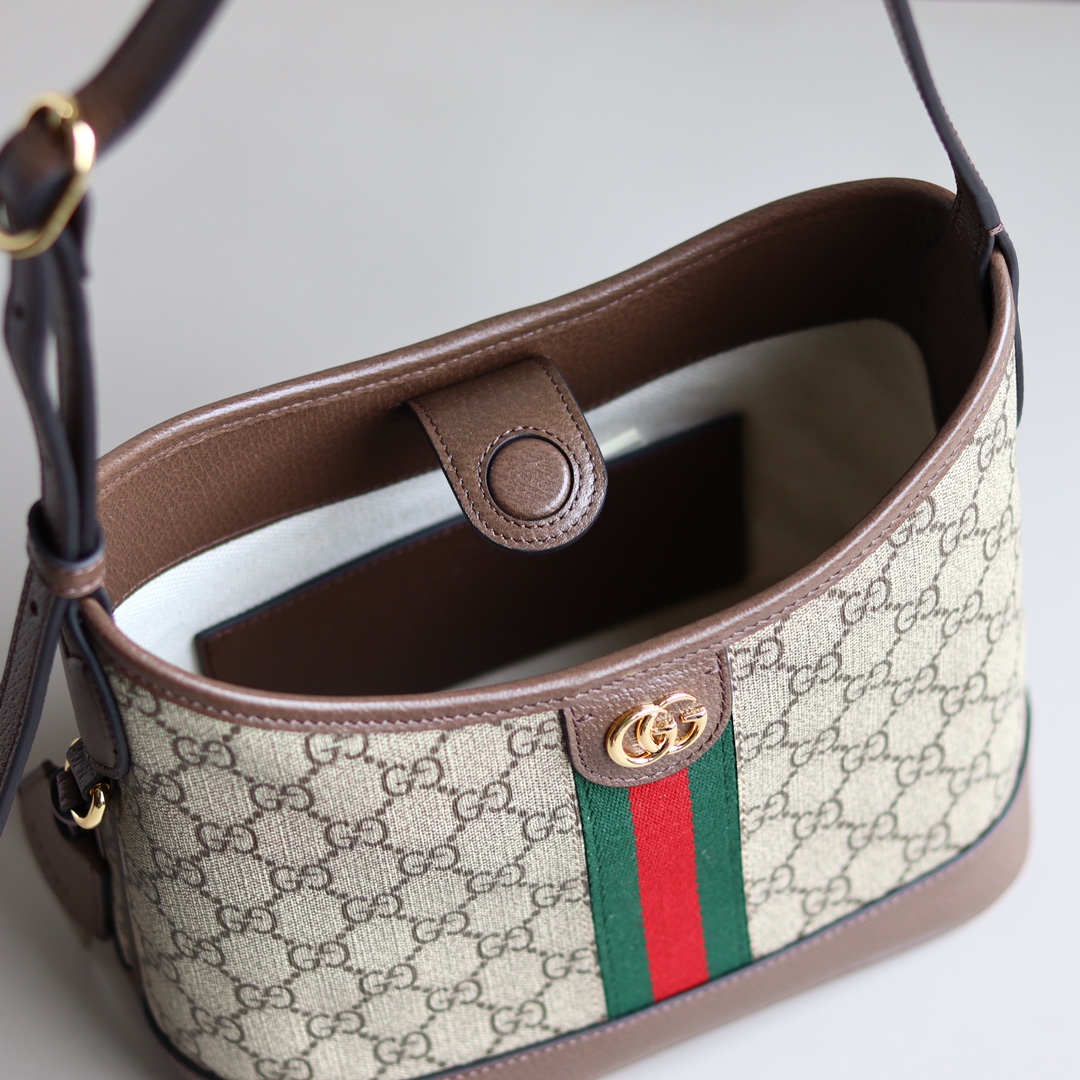 Gucci 781402 Ophidia Small Shoulder Bag Beige and Ebony GG Supreme Canvas