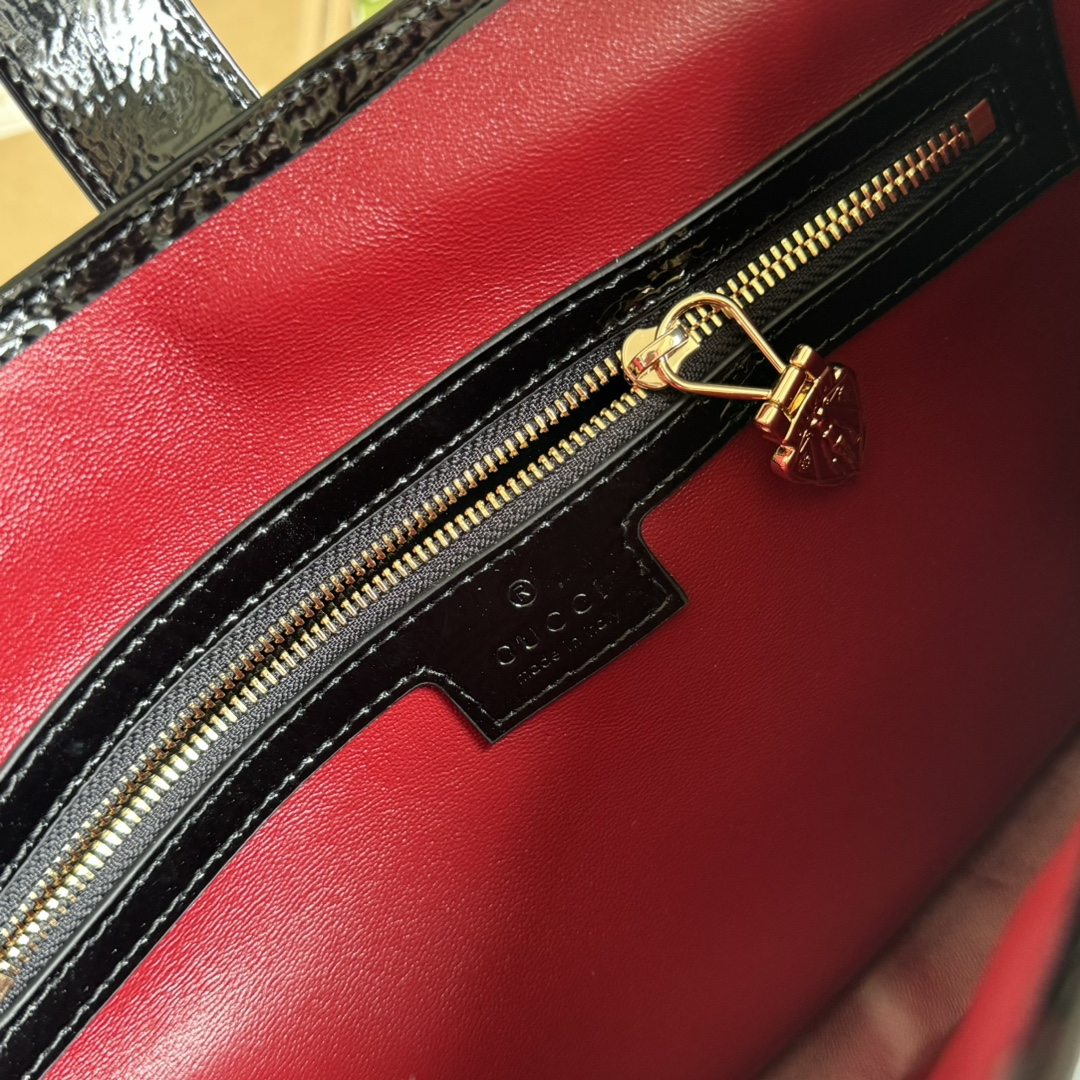 Gucci 782849 Jackie Small Shoulder Bag Black Patent Lleather