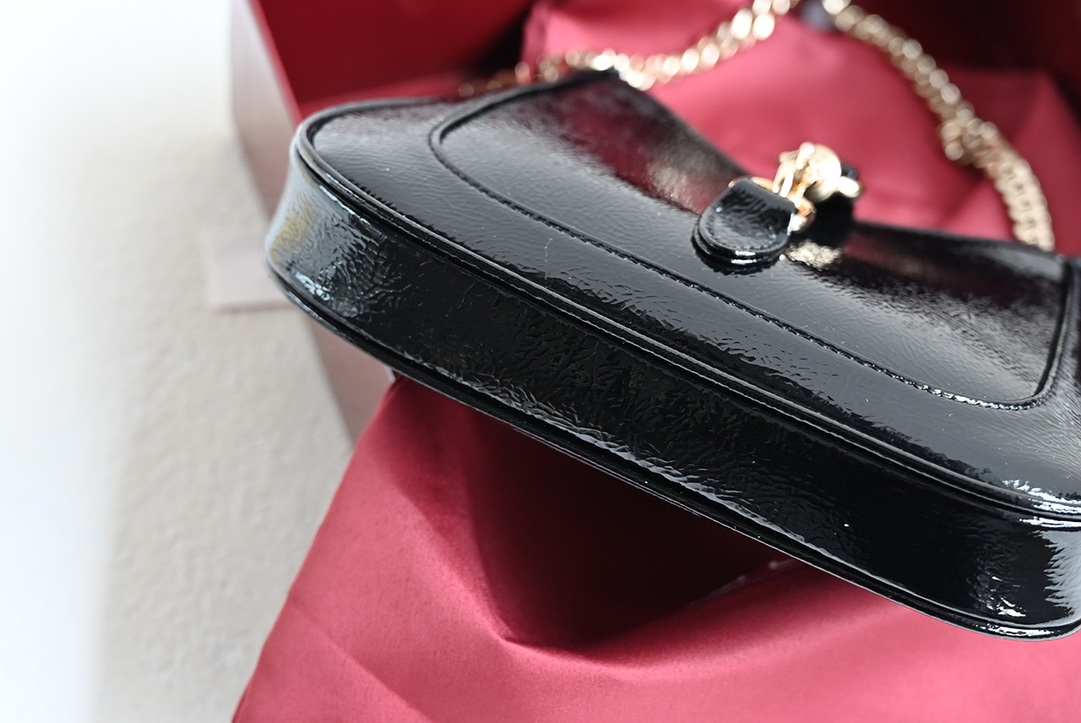 Gucci 782889 JACKIE 1961 Notte Mini Bag Black Patent Leather