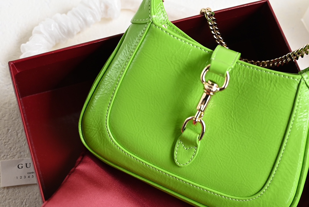 Gucci 782889 JACKIE 1961 Notte Mini Bag Green Patent Leather