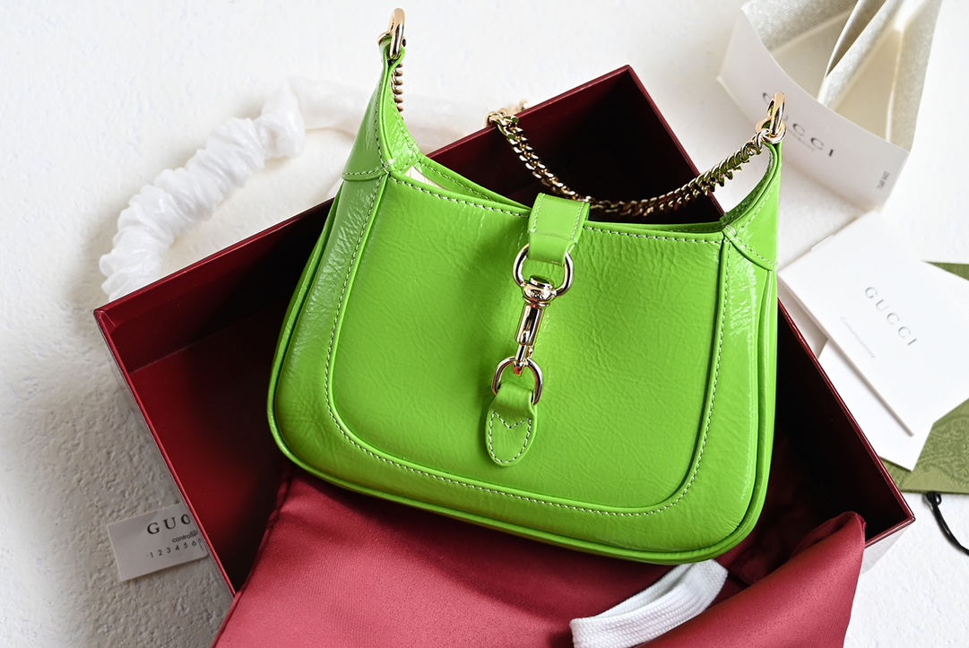 Gucci 782889 JACKIE 1961 Notte Mini Bag Green Patent Leather