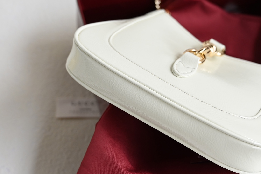 Gucci 782889 JACKIE 1961 Notte Mini Bag White Patent Leather