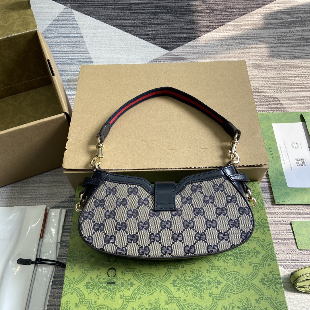 Gucci 786015 Moon Side Mini Shoulder Bag Beige and Blue