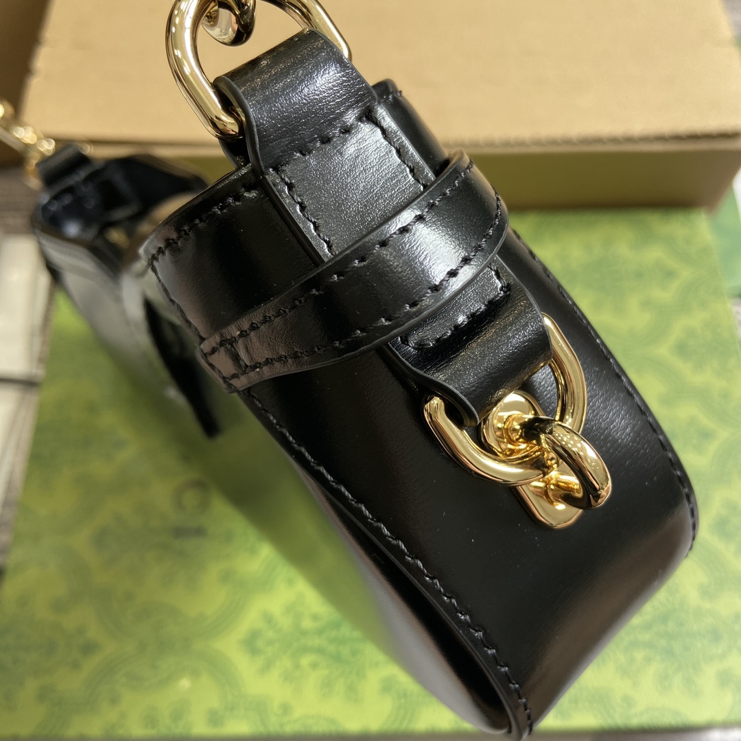 Gucci 786015 Moon Side Mini Shoulder Bag Black Leather