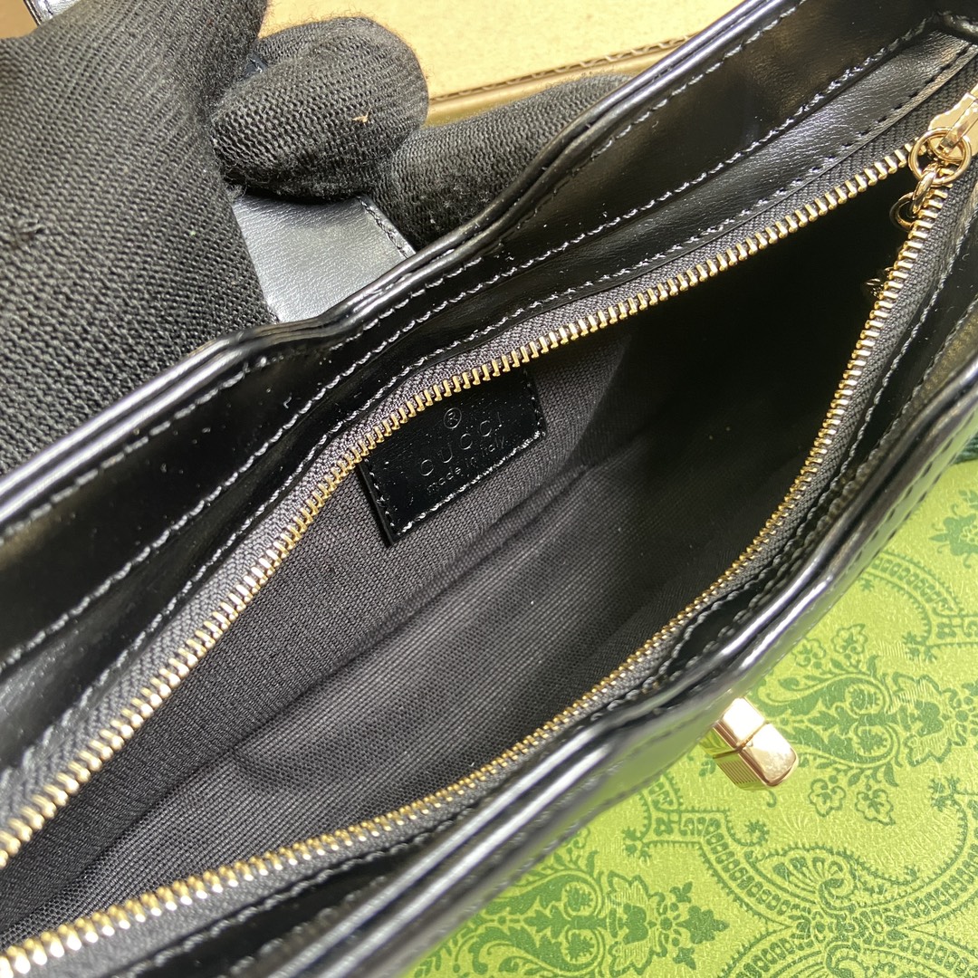 Gucci 786015 Moon Side Mini Shoulder Bag Black Leather